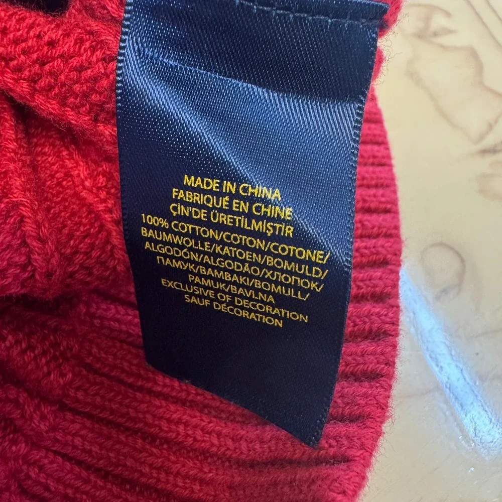 Polo Ralph Lauren Kids Red Cable Knit Cotton Sweater Crewneck Size 4 4T Pony